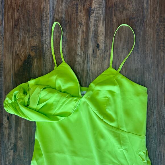 The Drop silky lime green Asymmetric Hem Dress XS slip dress semi formal dance - Picture 14 of 16